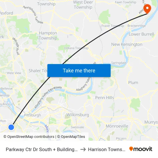 Parkway Ctr Dr South + Building #7 to Harrison Township map