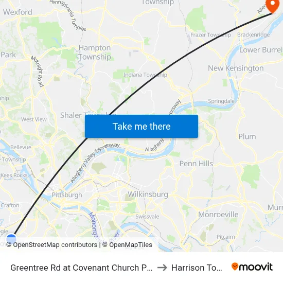 Greentree Rd at Covenant Church Park And Ride to Harrison Township map