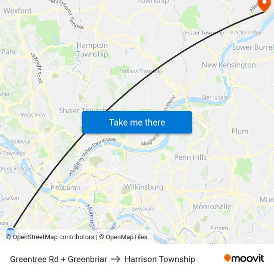 Greentree Rd + Greenbriar to Harrison Township map