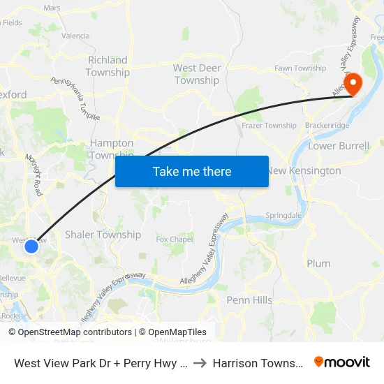 West View Park Dr + Perry Hwy FS to Harrison Township map