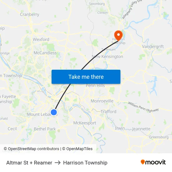 Altmar St + Reamer to Harrison Township map