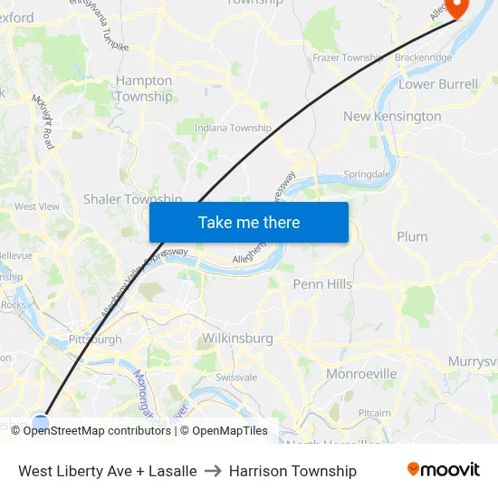 West Liberty Ave + Lasalle to Harrison Township map