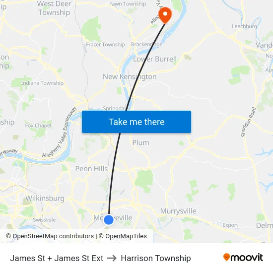 James St + James St Ext to Harrison Township map