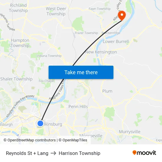 Reynolds St + Lang to Harrison Township map