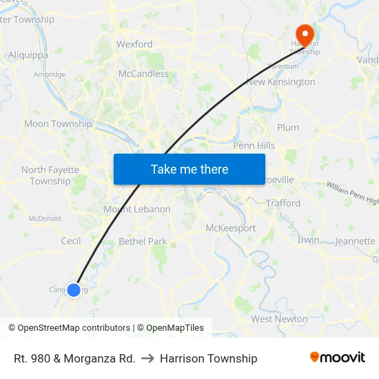 Rt. 980 & Morganza Rd. to Harrison Township map