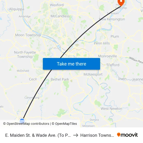 E. Maiden St. & Wade Ave. (To Park) to Harrison Township map