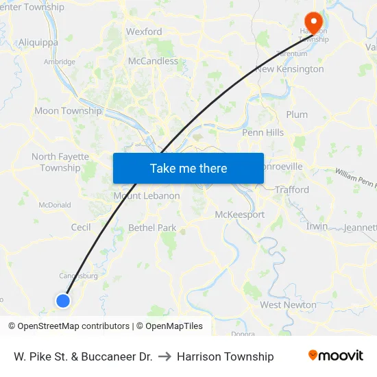 W. Pike St. & Buccaneer Dr. to Harrison Township map