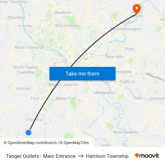 Tanger Outlets - Main Entrance to Harrison Township map