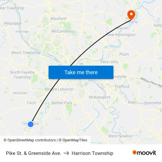 Pike St. & Greenside Ave. to Harrison Township map