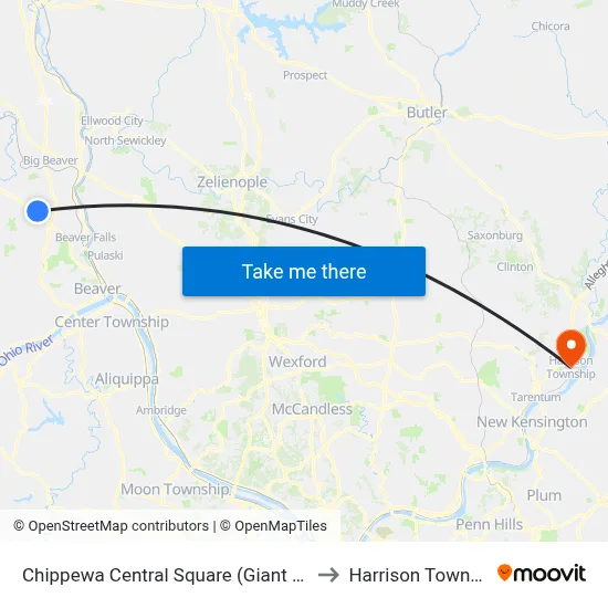 Chippewa Central Square (Giant Eagle) to Harrison Township map