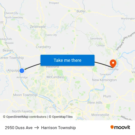 2950 Duss Ave to Harrison Township map