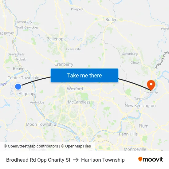 Brodhead Rd Opp Charity St to Harrison Township map