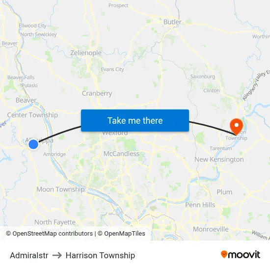Admiralstr to Harrison Township map
