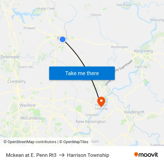 Mckean at E. Penn Rt3 to Harrison Township map