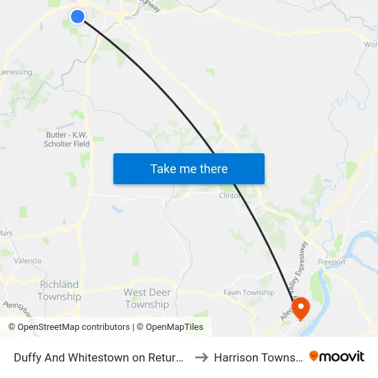 Duffy And Whitestown on Return Trip to Harrison Township map