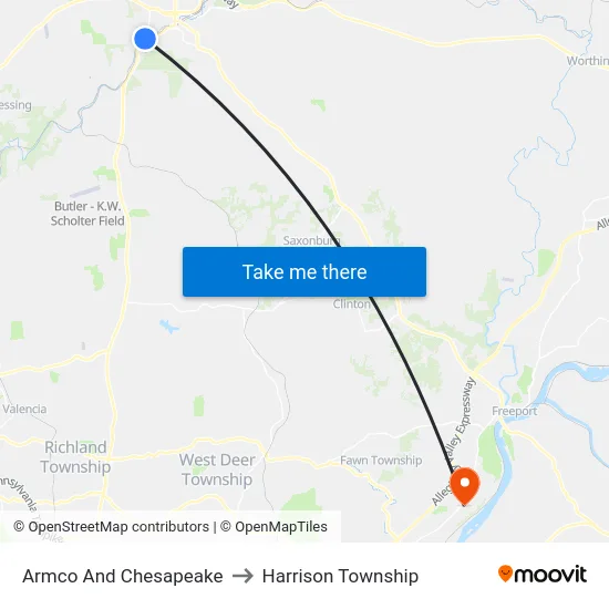Armco And Chesapeake to Harrison Township map