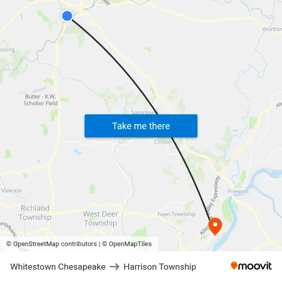 Whitestown Chesapeake to Harrison Township map