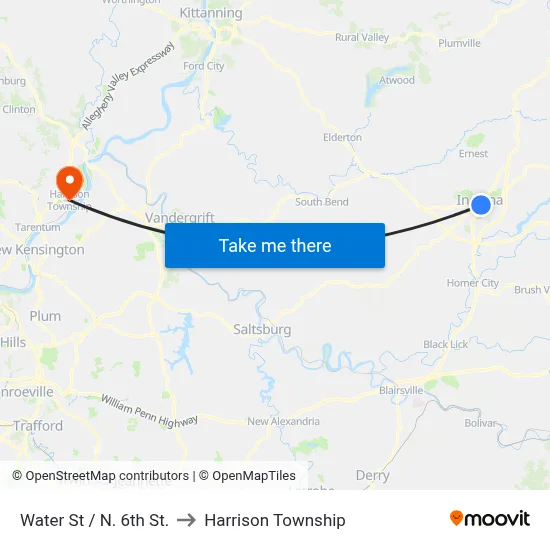 Water St / N. 6th St. to Harrison Township map
