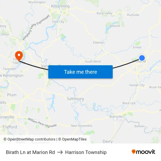 Birath Ln at Marion Rd to Harrison Township map