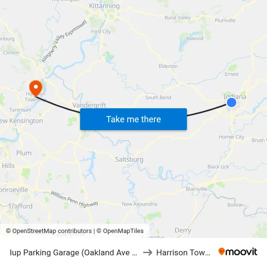 Iup Parking Garage (Oakland Ave at Paper to Harrison Township map