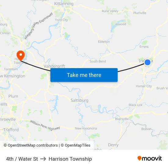 4th / Water St to Harrison Township map