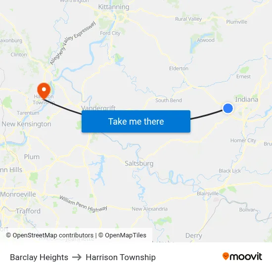 Barclay Heights to Harrison Township map