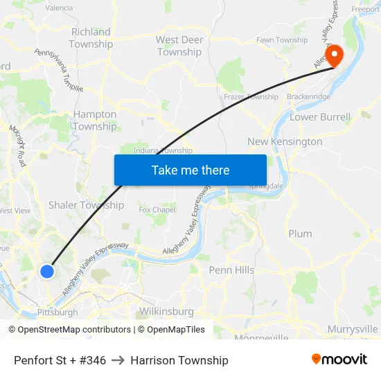 Penfort St + #346 to Harrison Township map