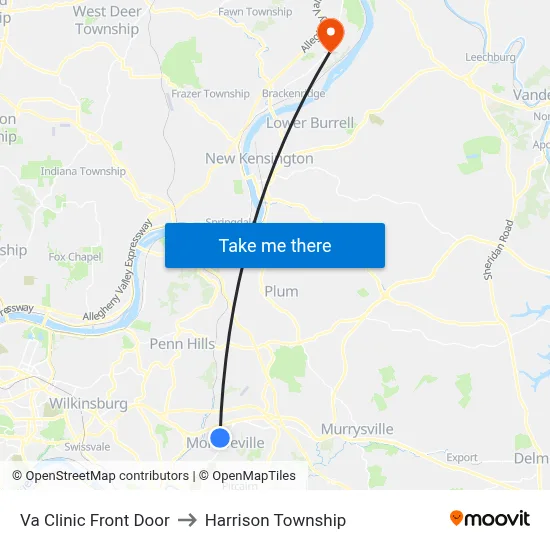 Va Clinic Front Door to Harrison Township map