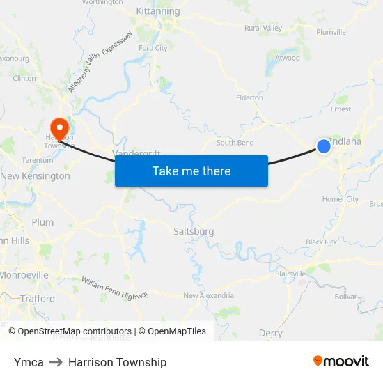 Ymca to Harrison Township map