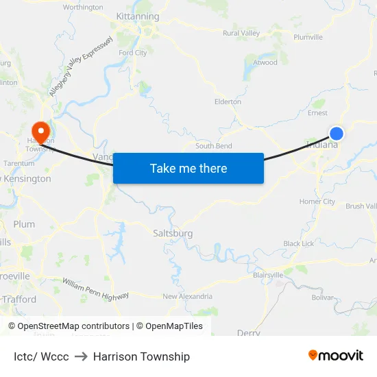 Ictc/ Wccc to Harrison Township map