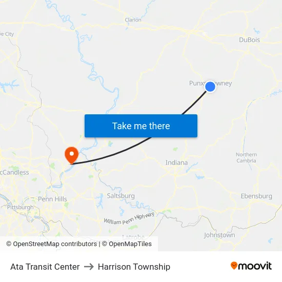 Ata Transit Center to Harrison Township map