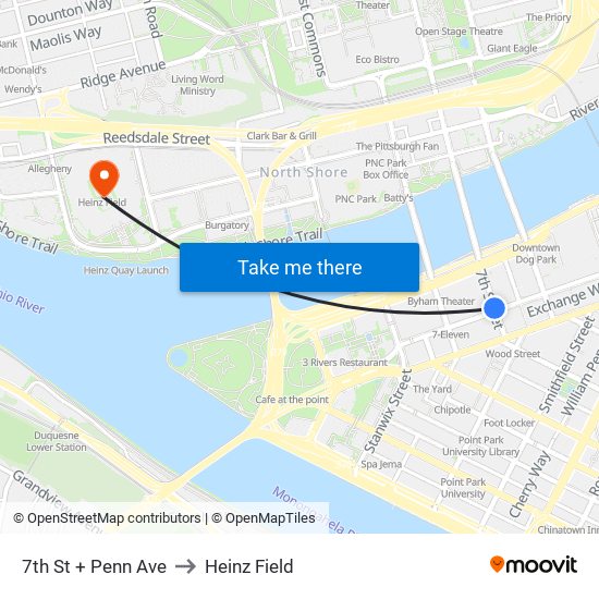 7th St + Penn Ave to Heinz Field map