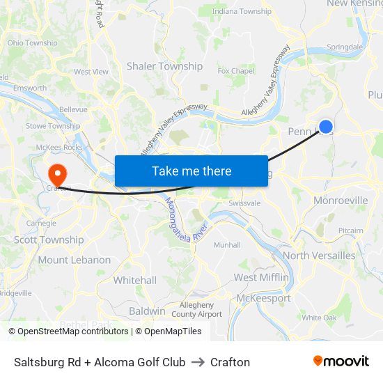 Saltsburg Rd + Alcoma Golf Club to Crafton map