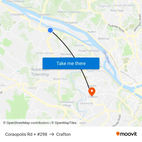 Coraopolis Rd + #298 to Crafton map
