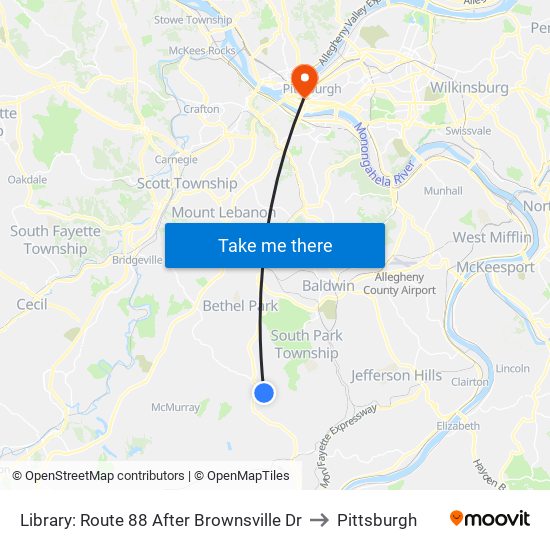 Library: Route 88 After Brownsville Dr to Pittsburgh map