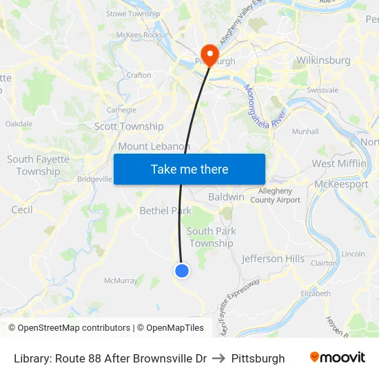 Library: Route 88 After Brownsville Dr to Pittsburgh map