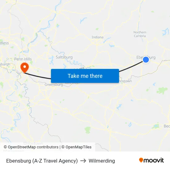Ebensburg (A-Z Travel Agency) to Wilmerding map