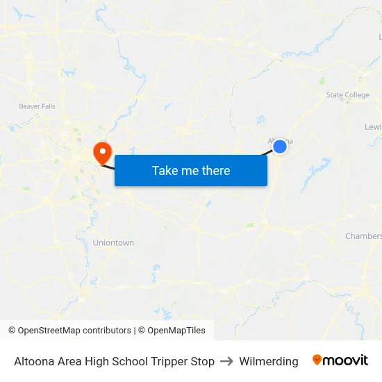 Altoona Area High School Tripper Stop to Wilmerding map