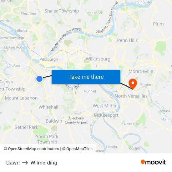 Dawn to Wilmerding map
