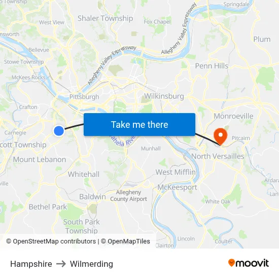 Hampshire to Wilmerding map
