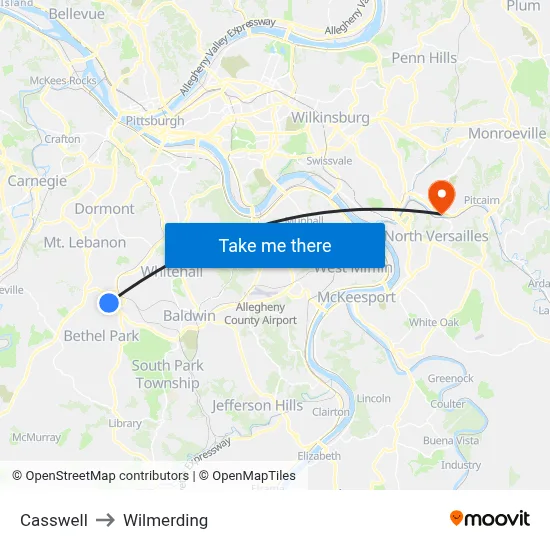 Casswell to Wilmerding map
