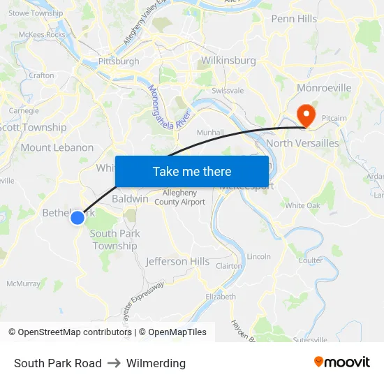 South Park Road to Wilmerding map