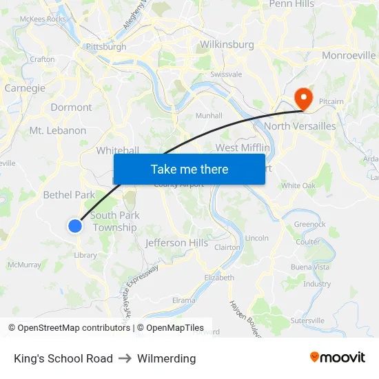 King's School Road to Wilmerding map