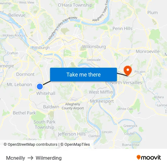 Mcneilly to Wilmerding map