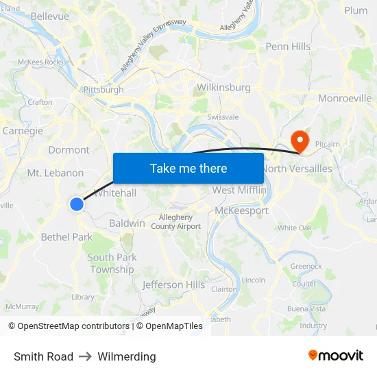 Smith Road to Wilmerding map