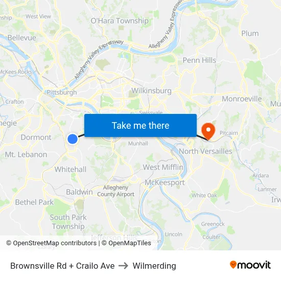Brownsville Rd + Crailo Ave to Wilmerding map