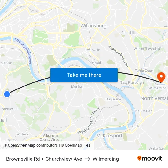 Brownsville Rd + Churchview Ave to Wilmerding map