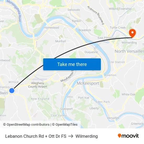 Lebanon Church Rd + Ott Dr FS to Wilmerding map