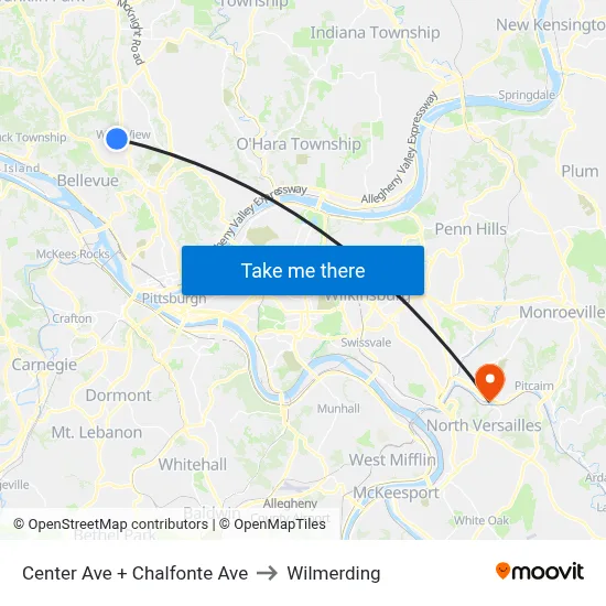 Center Ave + Chalfonte Ave to Wilmerding map