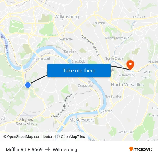 Mifflin Rd + #669 to Wilmerding map